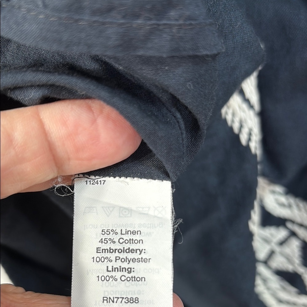 🍾Madewell Sleeveless navy sleeveless linen, cotton, embroidered dress - Picture 6 of 6